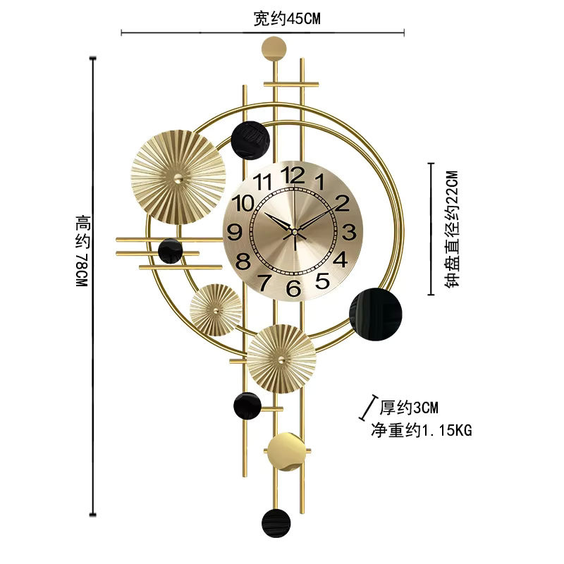 Moderne Wanduhr in Gold aus Metall mit geometrischem Lotus-Blatt-Design, rund und geräuschlos für deine Wohnzimmer-Dekoration - Bild 2