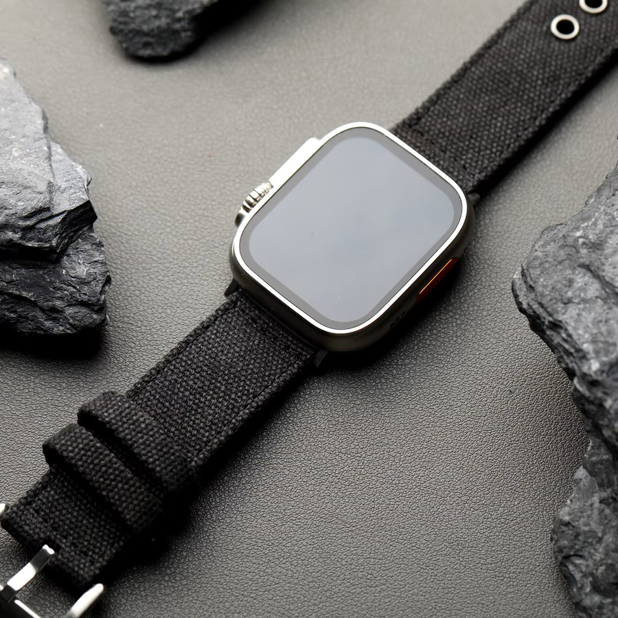 Raystray Uhrenarmband Canvas, Schwarz, Herren, kompatibel mit Apple Watch - Bild 4