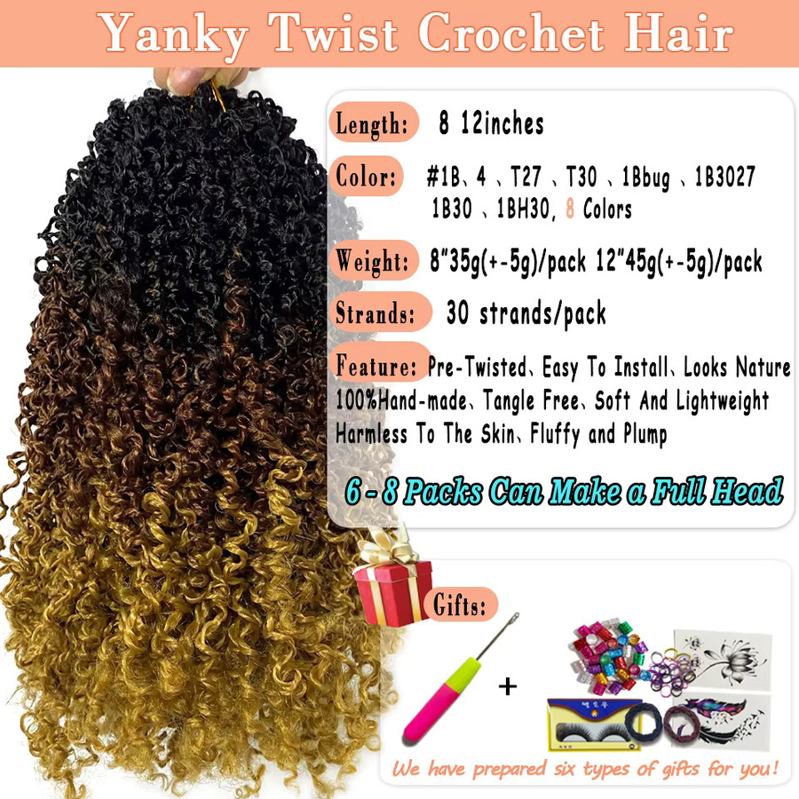 Yanky Twists Häkelhaar Passion Twist, 8-12 Zoll, Ombre Braun, 3 Töne - Bild 2