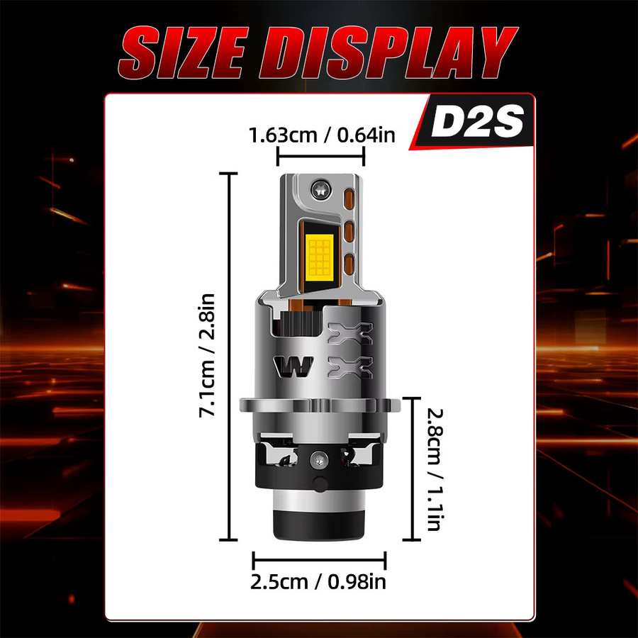 Roadsun LED-Scheinwerfer D2S/D2R mit Canbus No Error, 200W Hochleistungslampen in Silber mit 3570 CSP-Chip und Lüfter - Bild 3