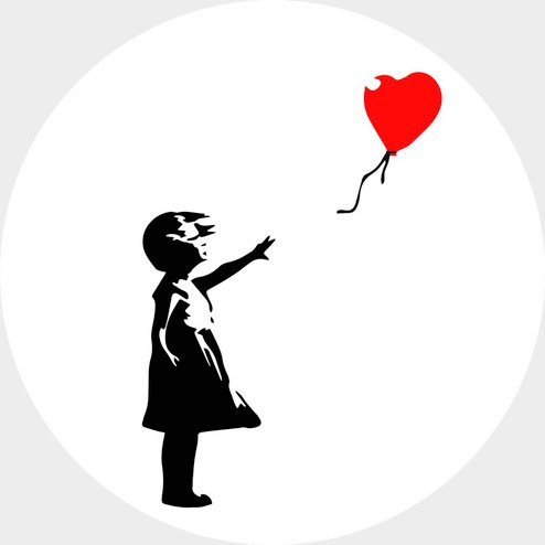 K&L Wall Art Runde Vliestapete Banksy Girl with the red balloon mehrfarbig matt B/H: 153 x 140 cm - Bild 1