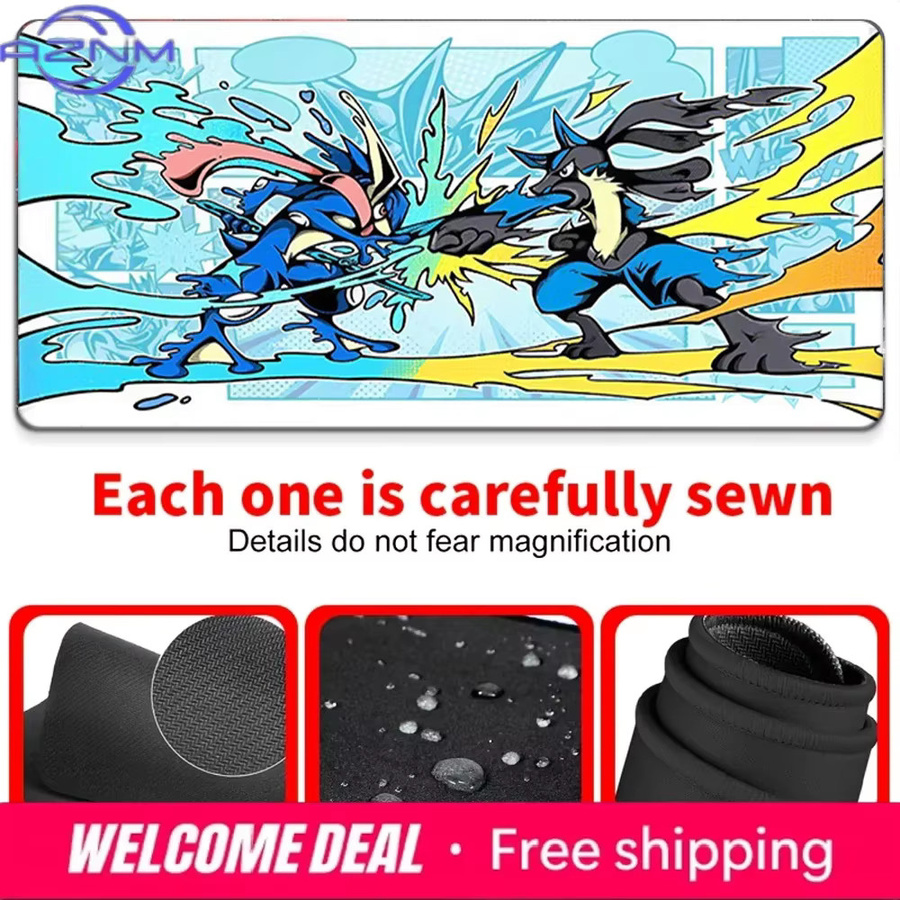 Potdemiel Gaming-Mauspad Greninja vs. Lucario in Multicolour, rutschfeste Schreibtischunterlage - Bild 3