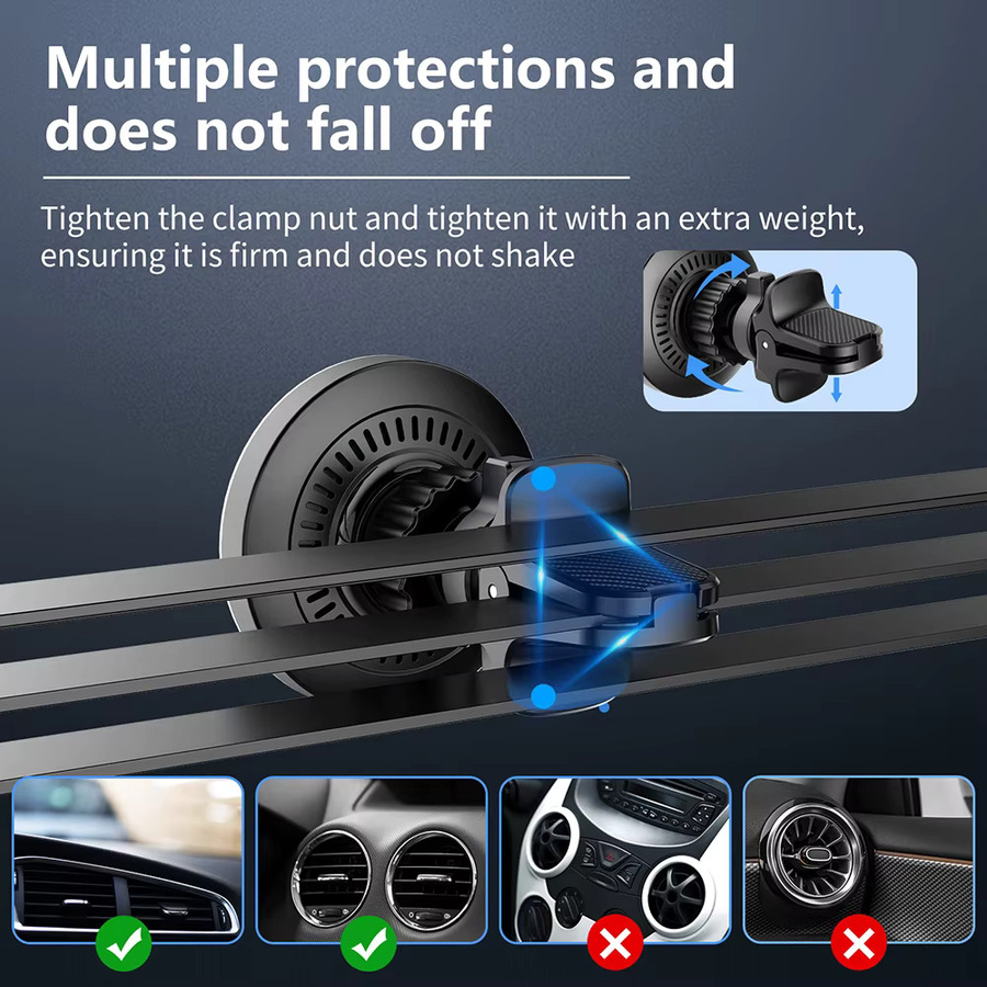 Magnetisches kabelloses Auto-Ladegerät mit LED-Licht und Lüftungshalterung für iPhone 12 bis 17 Pro Max, Schnelle Ladestation für iOS, Schwarz oder Grau - Bild 4