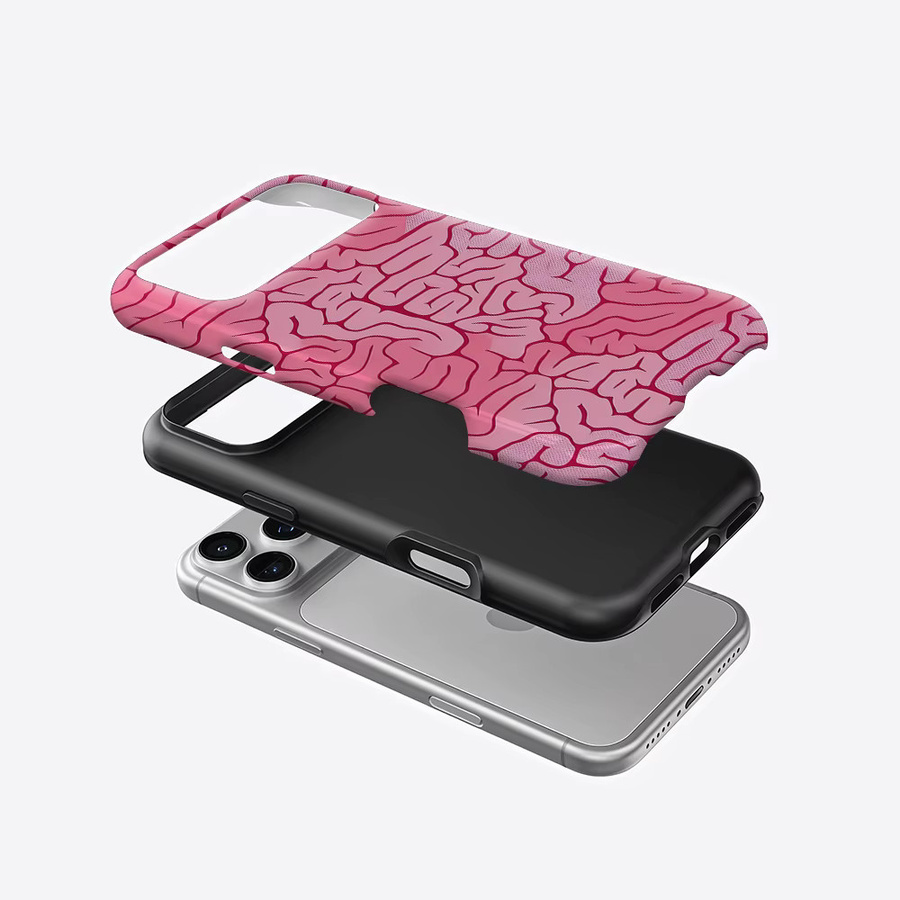 Aurea Case Matte Bumper MagSafe kompatible stoßfeste Hartschalen-Hülle für iPhone mit rosa Maserung - Bild 2