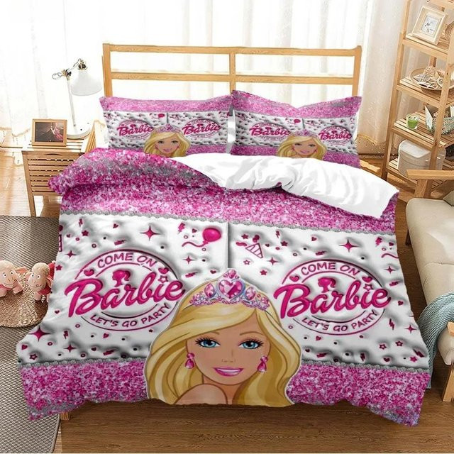 Barbie Bettwäsche-Set aus Mikrofaser mit Kissenbezug in Pink, B/H: 70 x 130 cm - Bild 1