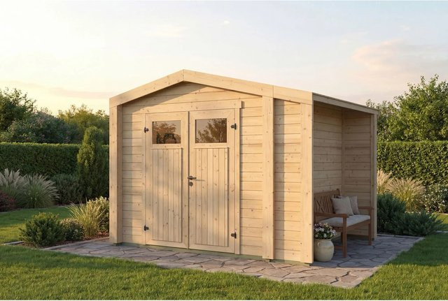 Weka Gartenhaus Killarney Satteldach Natur Unbehandelt B: 311 cm, T: 263 cm, H: 241 cm - Bild 1