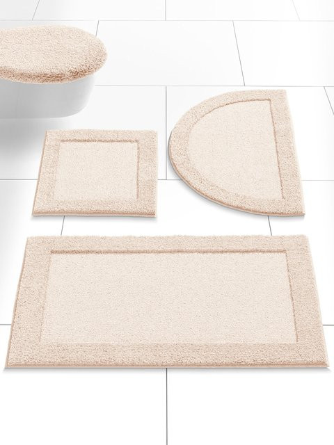 Badematte aus 100% Polyester in Beige/Ecru, rutschhemmend und für Fußbodenheizung geeignet - Bild 1