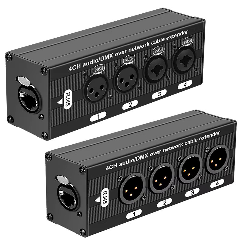 TITAK 4-Kanal XLR zu Ethercon RJ45 Cat6 3-Pin DMX und Audio Extender in Schwarz für Bühnenbeleuchtung, Live-Sound und Aufnahmestudios - Bild 3