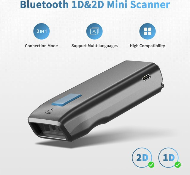 Netum Z2 Wireless 2D Barcode Scanner mit Bluetooth und Kabel für QR-Codes und PDF417 Handheld-Lesegerät für POS-Systeme - Bild 1