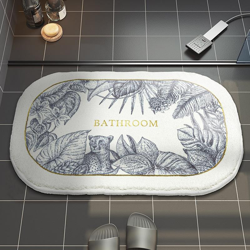 Rutschfeste Badematte von Yiran Furniture mit floralem Blumenmuster in Multicolour, B/T: 60 x 40 cm - Bild 3