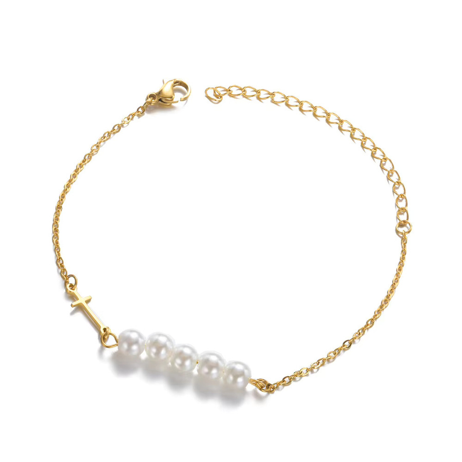 HPTOTMG Armband, Edelstahl, Gold, Perle, Damen - Bild 2