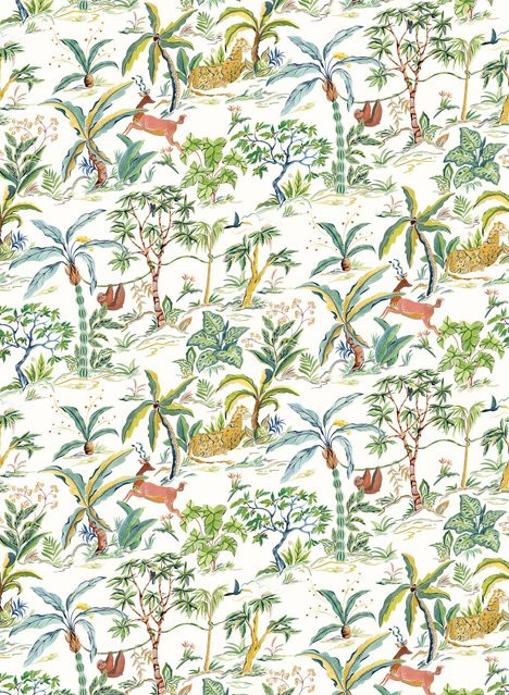 Osborne & Little Tapete Salento Leaf in Chartreuse Multicolor aus Vlies - Bild 1