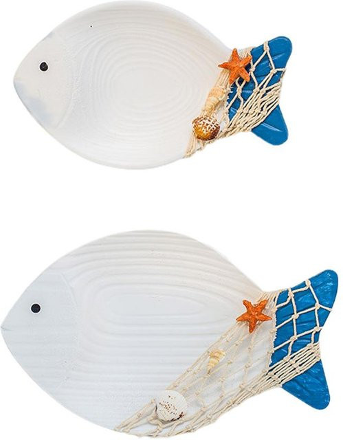 CosyHome Holzfisch-Ornament in Weiß als maritime Wandkunst zur Dekoration - Bild 1