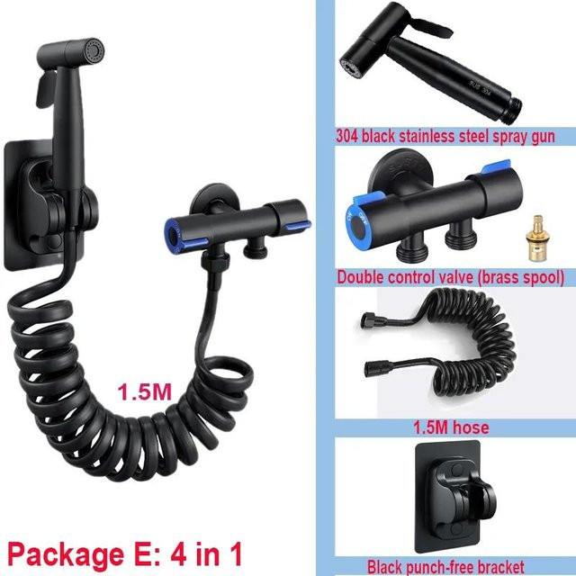 Yiran Furniture Handheld Bidet Sprayer Set aus Edelstahl in Matt Schwarz - Bild 1