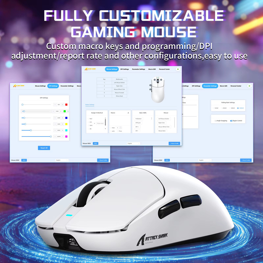 ATTACK SHARK X8SE Tri-Mode Kabellose Gaming-Maus in Weiß mit PAW3311 Sensor und 25000 DPI für große Hände - Bild 5