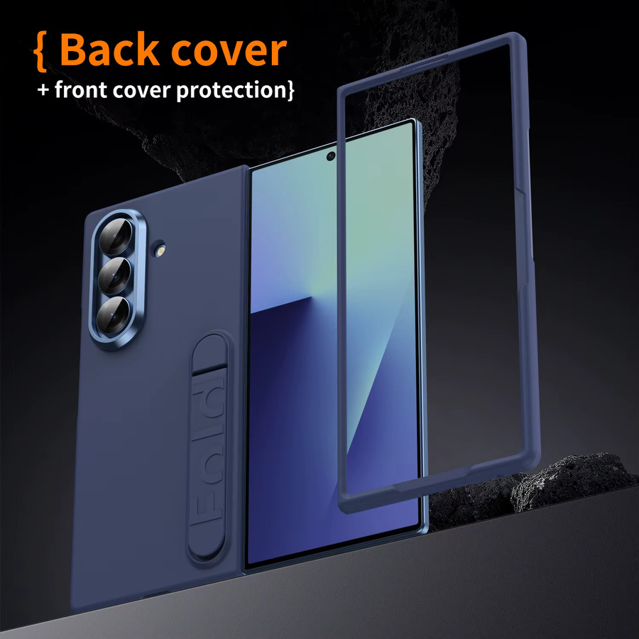 Schutzhülle mit faltbarem Ständer für Samsung Z-Fold7, Fold6, Fold5, Fold4 und Fold3 aus hautfreundlichem PC-Material in Grau oder Blau - Bild 2