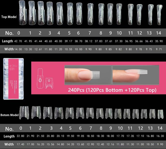 CHUNSHU Sandwich-Doppel-Nagelformen, 240 Stück, 15 Größen, Unisex - Bild 1