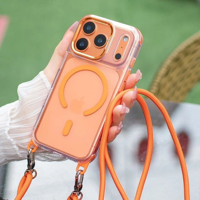 Magnetisches Halskettenband Jinitaimeik als abnehmbares Lanyard für MagSafe Clear Case kompatibel mit iPhone 17 Pro Max 16 15 14 13 12 11 Plus in Transparent, Schwarz oder Orange - Bild 1