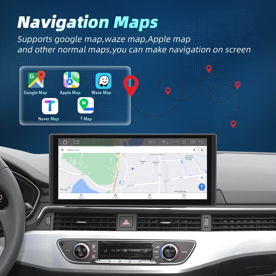 NUNOO Wireless CarPlay Adapter mit Qualcomm 668 und Android 14 System für Audi A4 A5 Q5 B9, Schwarz - Bild 6