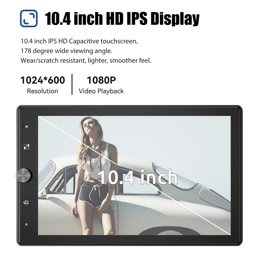 Mopect Universelles Autoradio mit Android 15, 10,4 Zoll Touchscreen, 360 Grad Kamera, Kabelloses Carplay, Android Auto, GPS-Navigation und WLAN in Schwarz - Bild 3