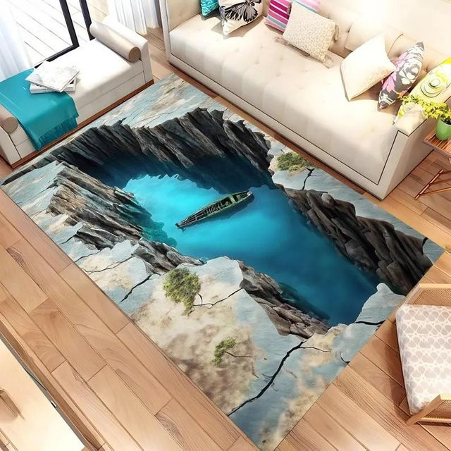 3D-Effekt Teppich Lodestar Blaues Wasser Loch Design, rutschfest und waschbar, B/H: 60 x 40 cm - Bild 1