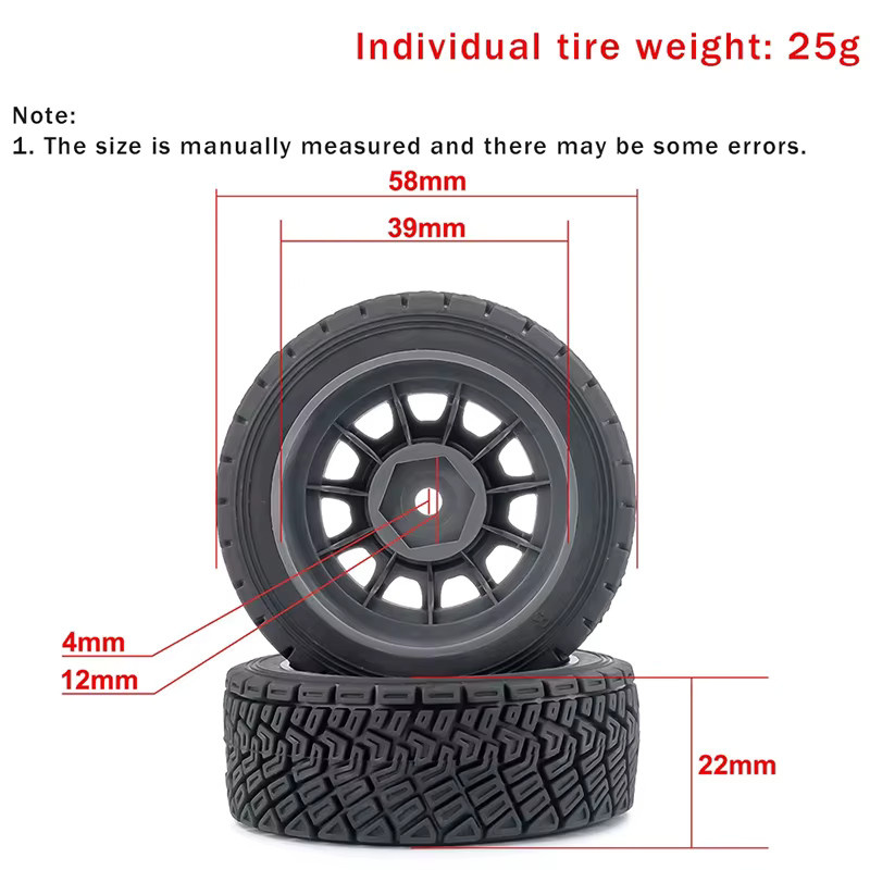 MJX Racing Reifen, 4-teiliges Set, 58mm * 39mm, Schwarz - Bild 2