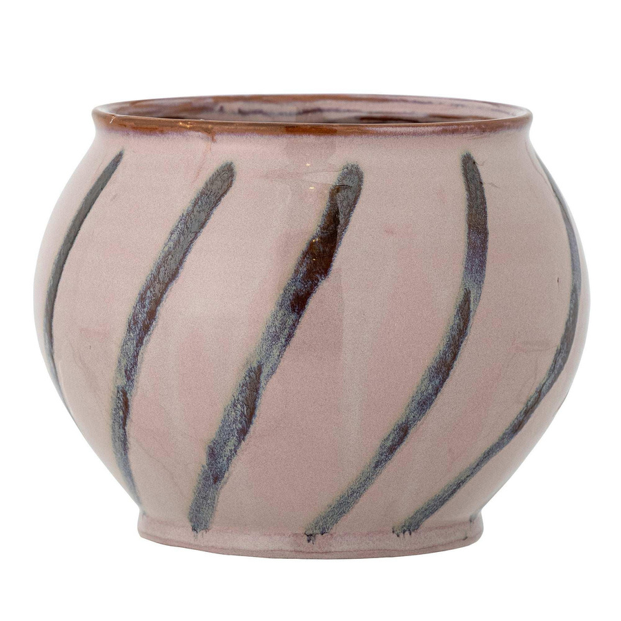 Bloomingville Blumentopf Iman aus Keramik in Rosa mit Streifen-Design, Höhe: 21 cm, Breite: 16 cm, Tiefe: 16 cm - Bild 1
