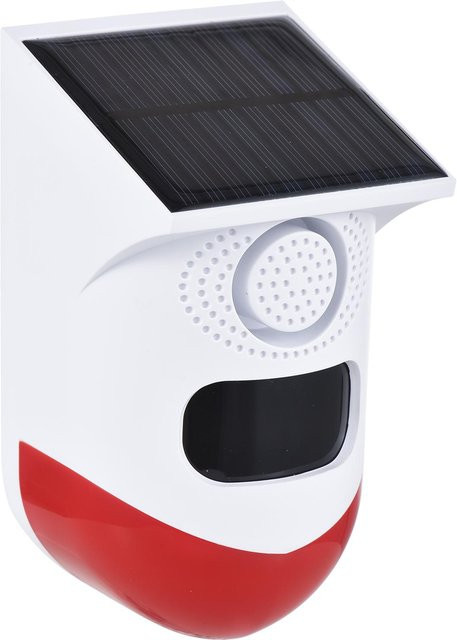 Solar-Bewegungsmelder-Alarm mit 120dB lauter Sirene, LED-Blitzlichtern und Tonsignal in Weiß - Bild 1