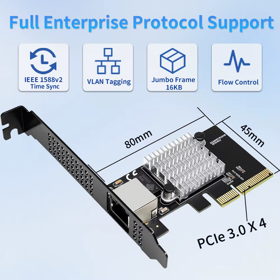 Lekuo PCIe 3.0 x4 zu 1-Port 10G RJ45 Netzwerkkarte mit Realtek RTL8127 Chip in Schwarz - Bild 2
