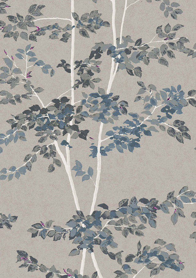 Lewis & Wood Tapete Beech in Steel Grey mit floralem Naturdesign - Bild 1