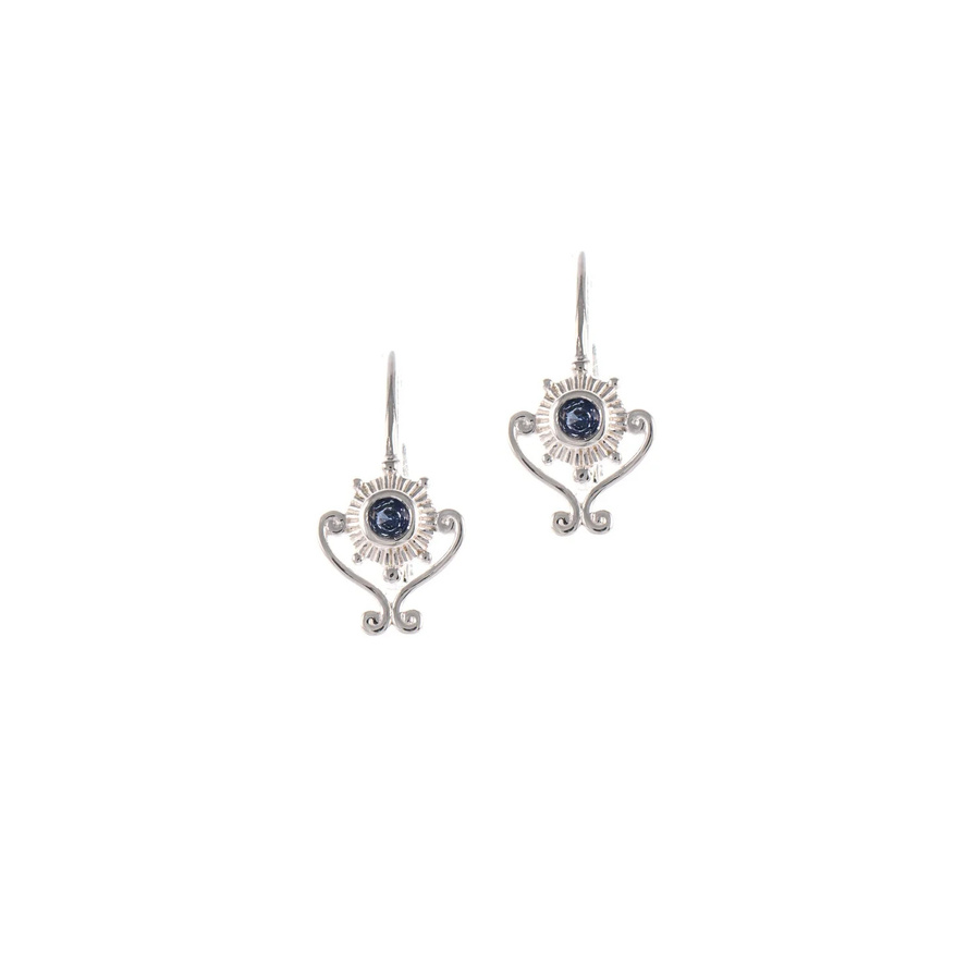 Ohrringe Bouton 925 Silber, Zirkonia, blau - Bild 1