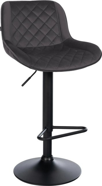 DELUKE Barhocker KUHAR Barstuhl aus Samt in Schwarz, höhenverstellbar, drehbar mit Lehne, B/T/H: 50 x 52 x 84 cm - Bild 1