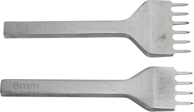 Igeteck Leder Stecheisen Set aus Weißstahl, 2 Stück, 6mm, 4 Zähne und 6 Zähne, grau, spiegelpoliert - Bild 1
