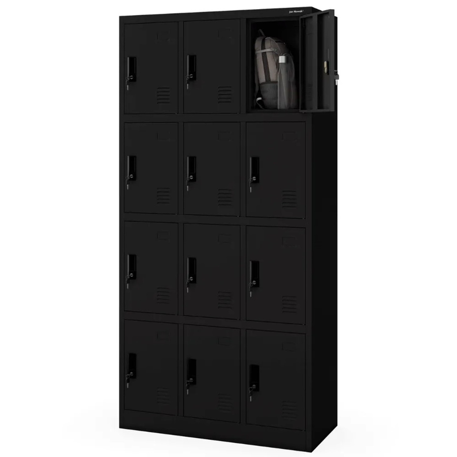 JAN NOWAK Schließfachschrank Marcin mit 12 Fächern in Schwarz, H x B x T: 185 x 90 x 40 cm - Bild 2