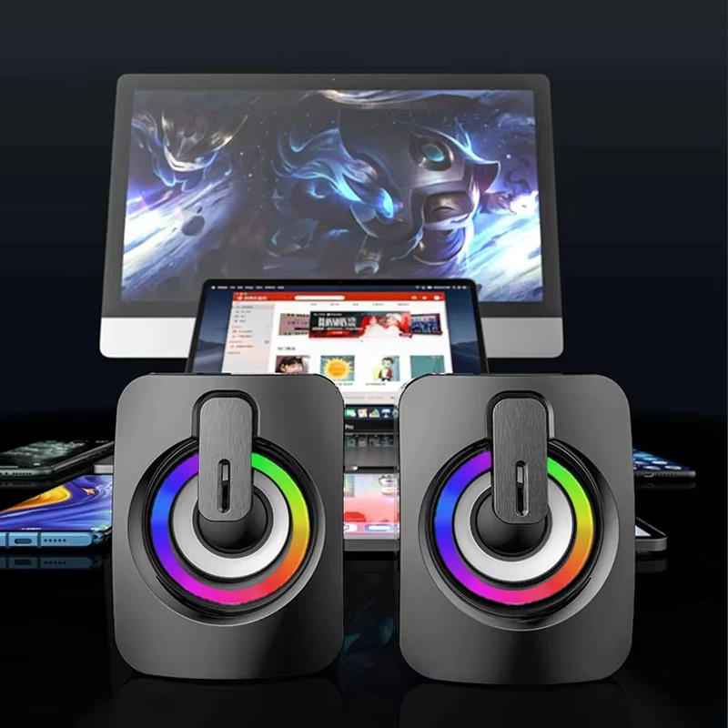 AyeBeau Mini Stereo Computer Lautsprecher für PC Laptop und Desktop, Tragbare Wired Sound Box, Schwarz - Bild 3
