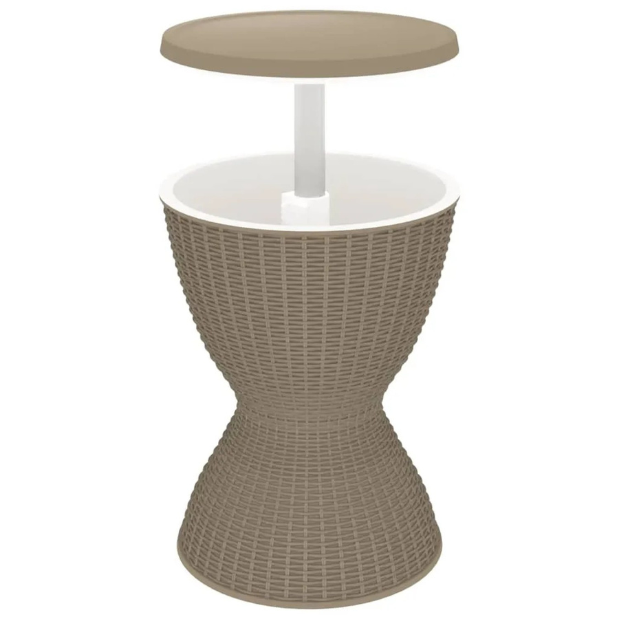 vidaXL 3-in-1 Gartentisch mit Eiskühler in Braun mit Rattan-Optik aus Polypropylen - Bild 2