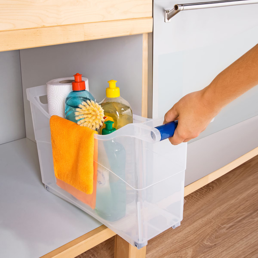 Genialo Haushalts-Roll-Organizer aus transparentem Kunststoff mit Rollen - Bild 2
