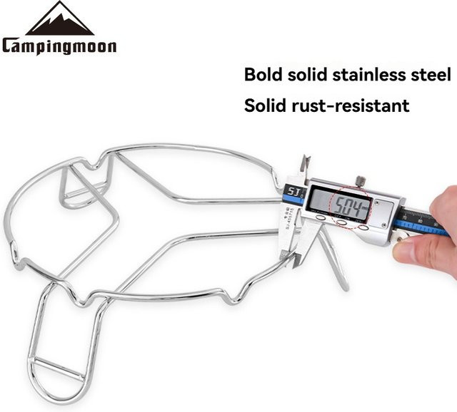 CAMPINGMOON MS-69 Dreibeiniger Topfhalter aus Edelstahl in Silber für Gusseisentöpfe und Dutch Pans - Bild 1