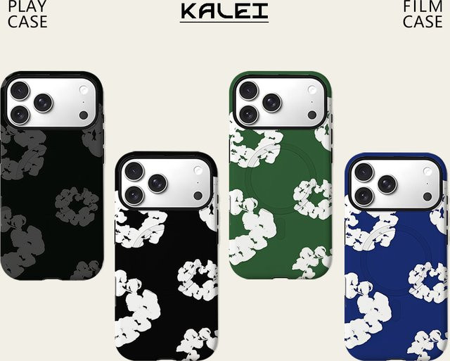 Potdemiel Magnet-Handyhülle mit weißem Blumenmuster für iPhone 17 16 15 14 13 Pro Max Plus – Robuste Einzel- und Doppelschicht-Schutzhülle in Weiß - Bild 1