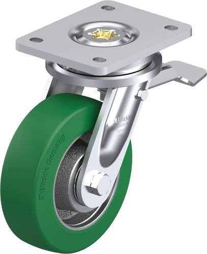 Blickle Lenkrolle LO-GST 150K-ST mit Feststeller in Grün und Silber, Rad-Durchmesser: 150 mm, Tragfähigkeit: 570 kg - Bild 1