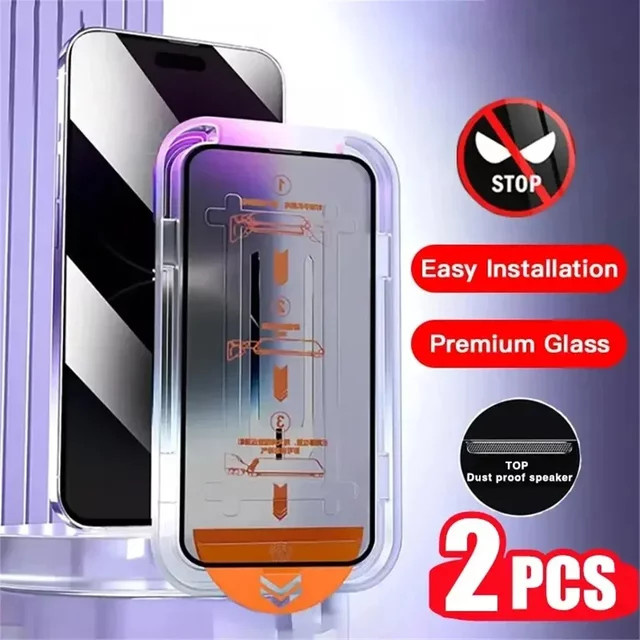 2 Stück Anti-Privacy Displayschutzfolie aus Glas für Apple iPhone 16 15 14 13 12 11 Pro Max Plus und iPhone X XR XS Max, transparent - Bild 1