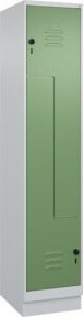 C+P Z-Spind Classic PLUS mit Sockel, 2 Fächer, Sicherheits-Drehriegel, grau/grün, H x B x T: 195 x 40 x 50 cm - Bild 1
