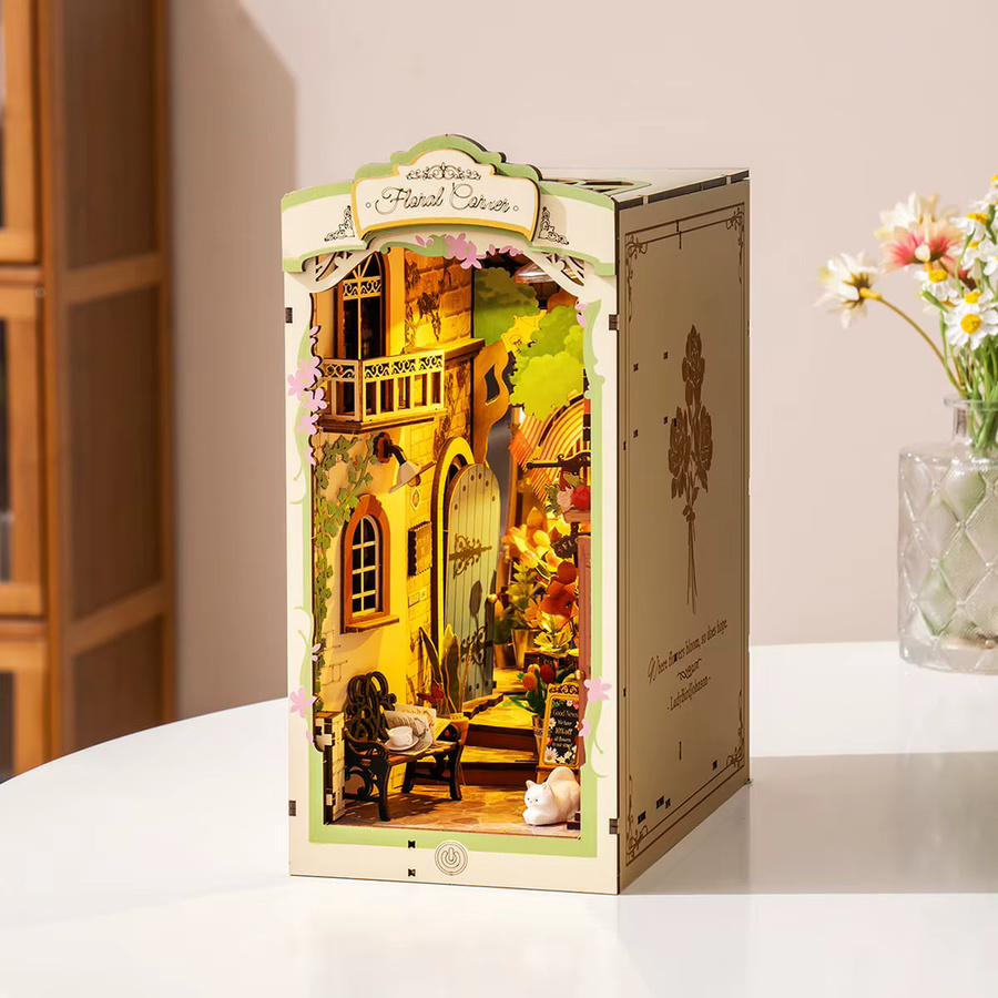 Robotime Blumen-Eck-Bücherregal, 3D Holzspielzeug, DIY-Modell - Bild 3