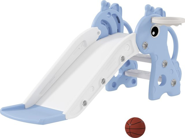 AIYAPLAY Kinderrutsche 3 in 1 mit Basketballkorb Blau für 1-3 Jahre - Bild 1