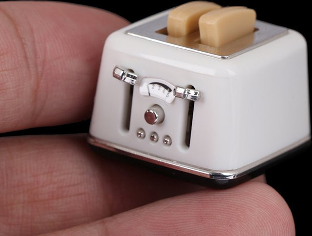 Puppenhaus-Brotmaschine im Maßstab 1:12, mit Toast, Miniatur-Toaster - Bild 1