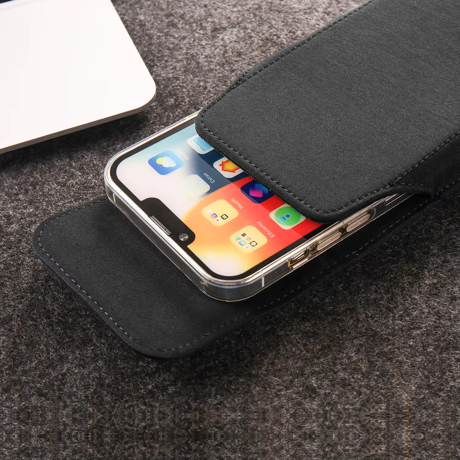 HKNR Nylon Gürtel Clip Handyhülle für iPhone, Samsung und Redmi in Schwarz - Bild 2