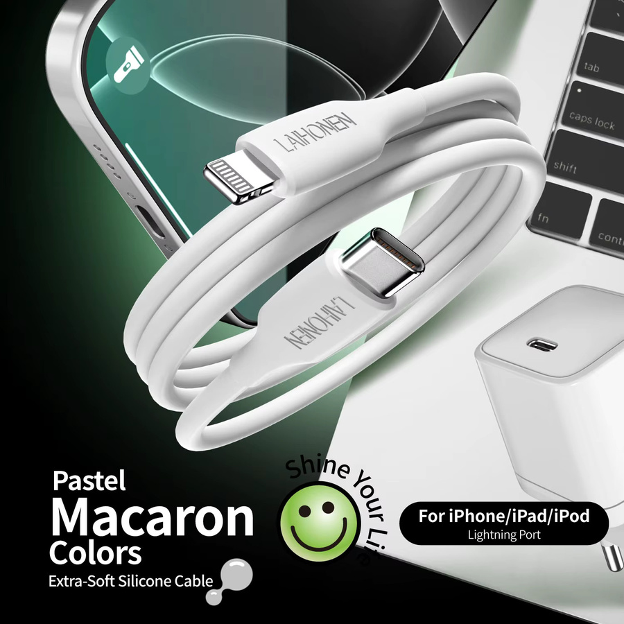 LAIHONEN USB-C auf Lightning Kabel mit Power Delivery, MFi-zertifiziertes Ladegerät für iOS Geräte, Länge: 1,8 m - Bild 2