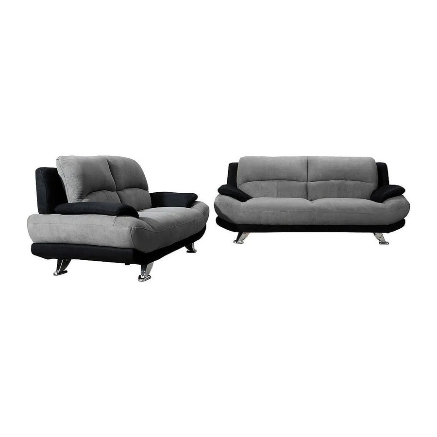 Vente-unique Couchgarnitur Musko aus Microfaser in Schwarz und Grau, bestehend aus einem 3-Sitzer und einem 2-Sitzer, Breite: 200 cm, Breite: 150 cm - Bild 2