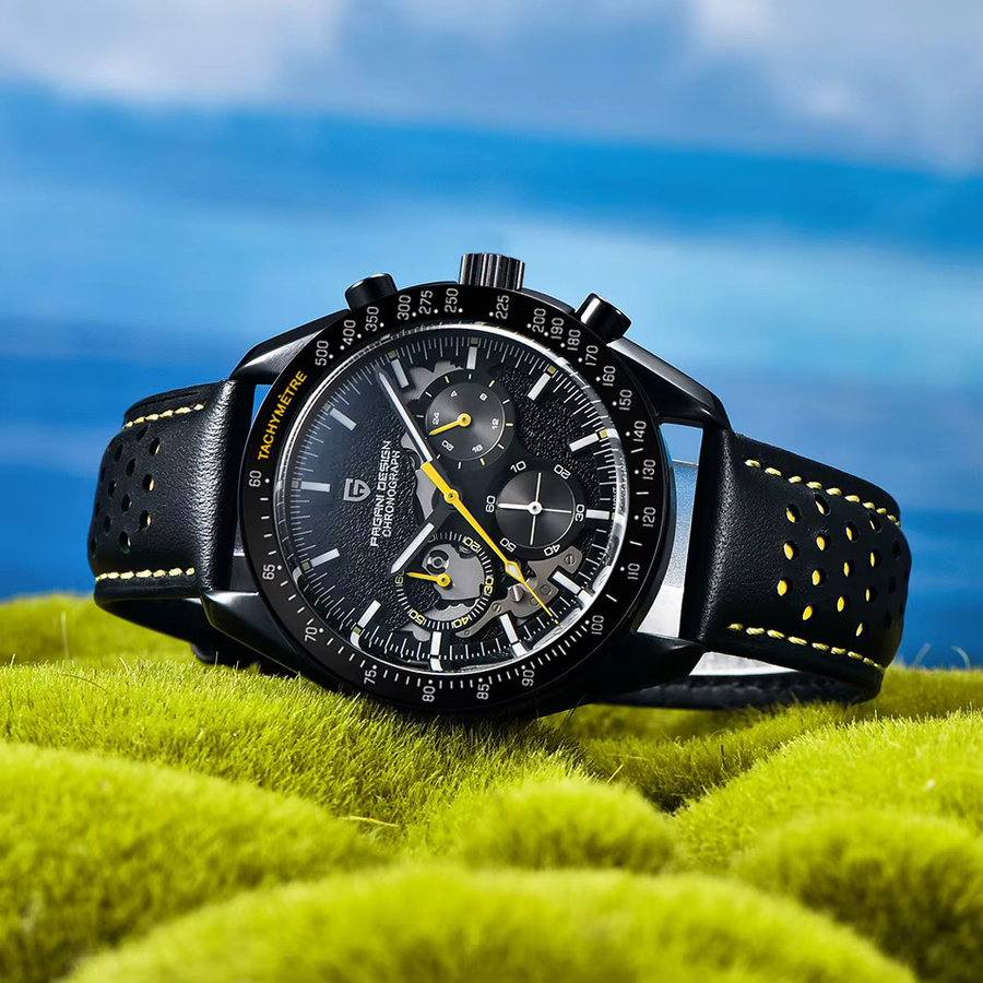 PAGANI DESIGN Chronograph, Quarz, Edelstahl, Saphirglas, Leder, Herren - Bild 3