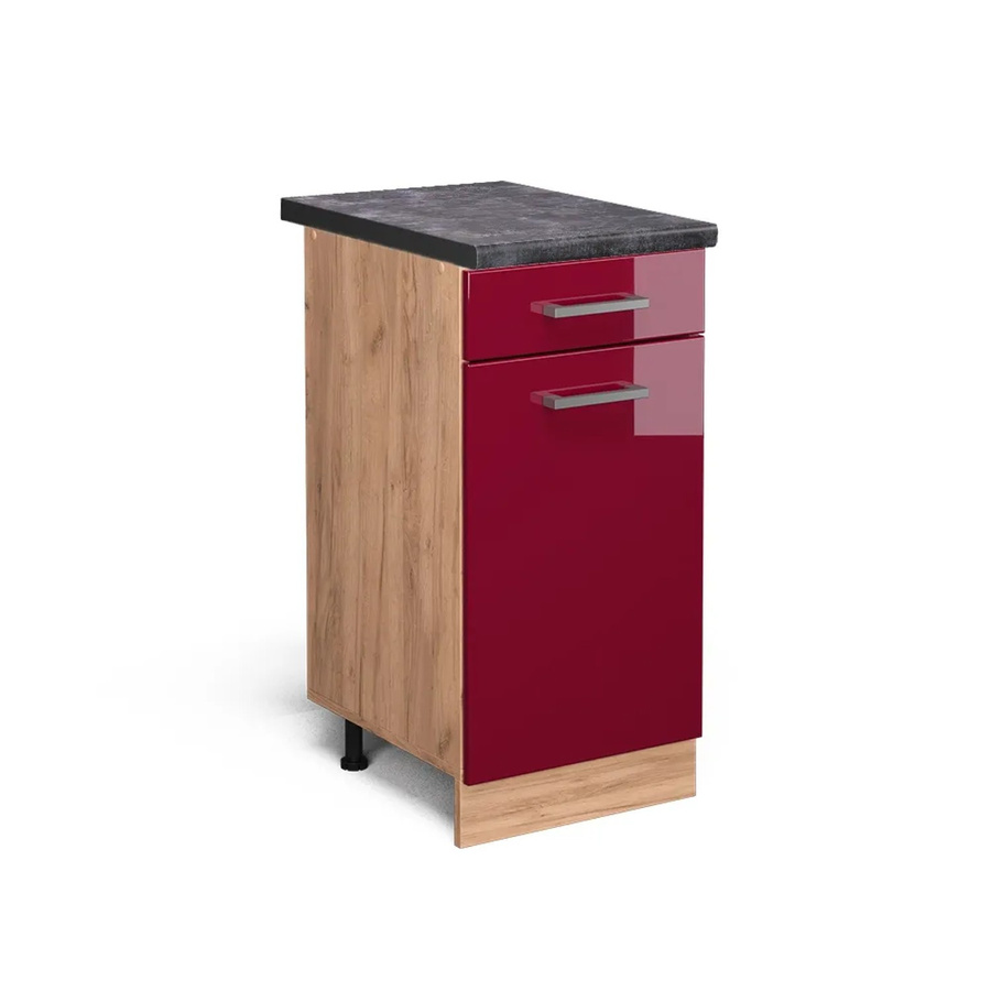 Vicco Küchenunterschrank R-Line in Bordeaux Hochglanz und Goldkraft Eiche mit Anthrazit, B/T/H: 40 x 60 x 81,6 cm - Bild 2